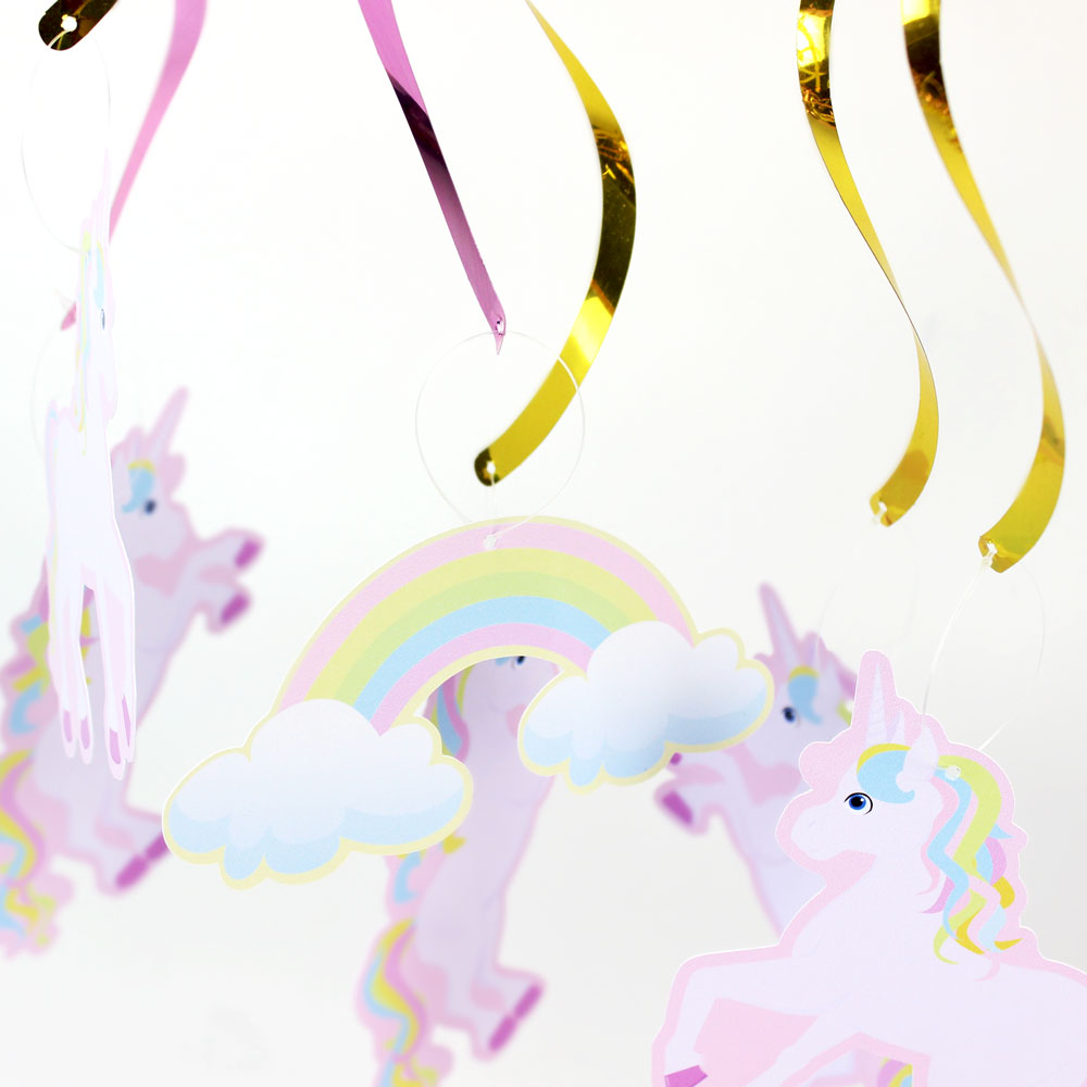 Rynx | Rainbow Unicorn Design Party Ceiling Spirals 6 pcs Set