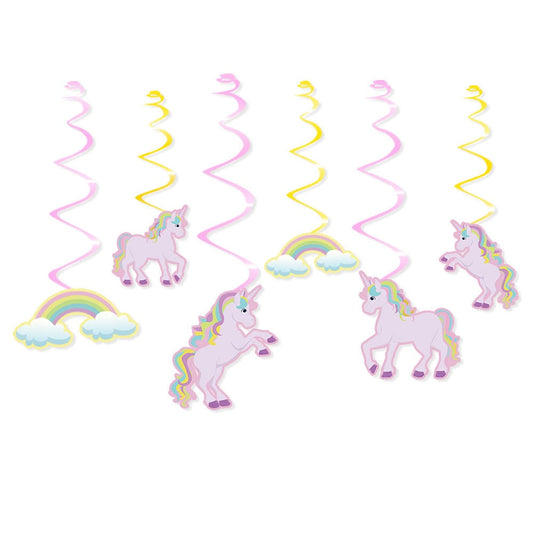 Rynx | Rainbow Unicorn Design Party Ceiling Spirals 6 pcs Set