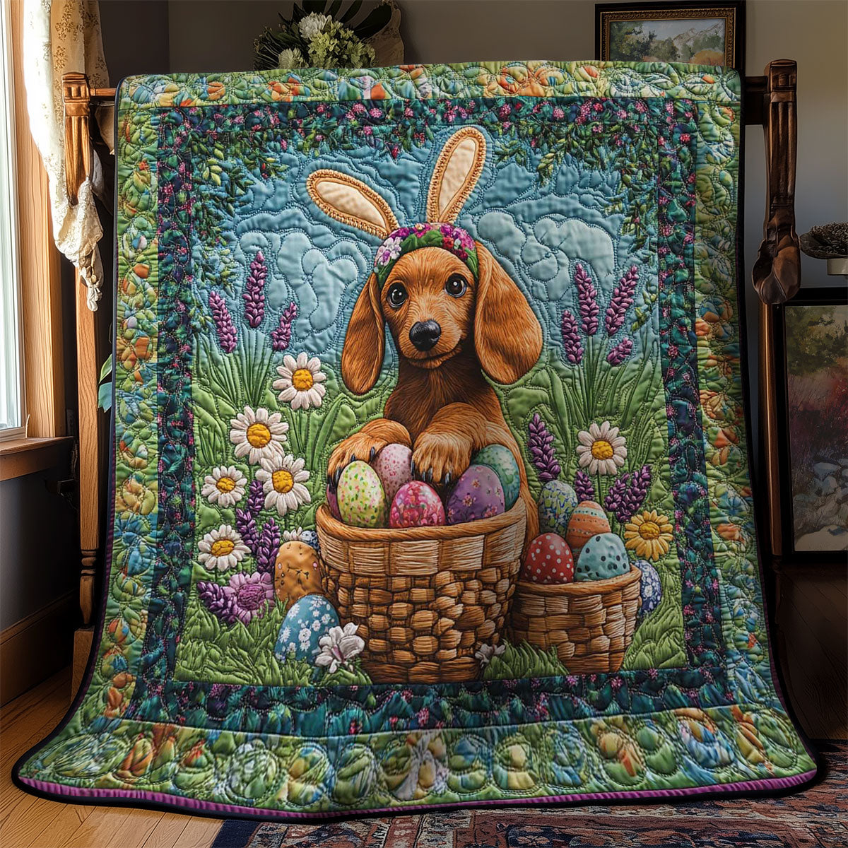 Rynx | Floral Dachshund Easter Blanket