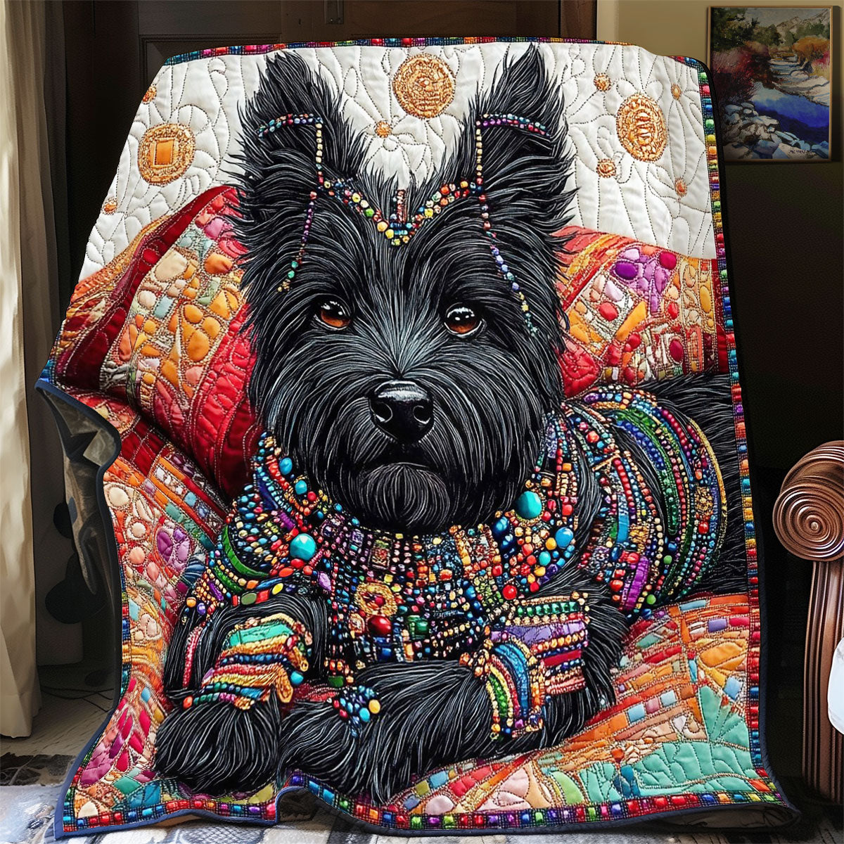Rynx | Colorful Skye Terrier Quilt