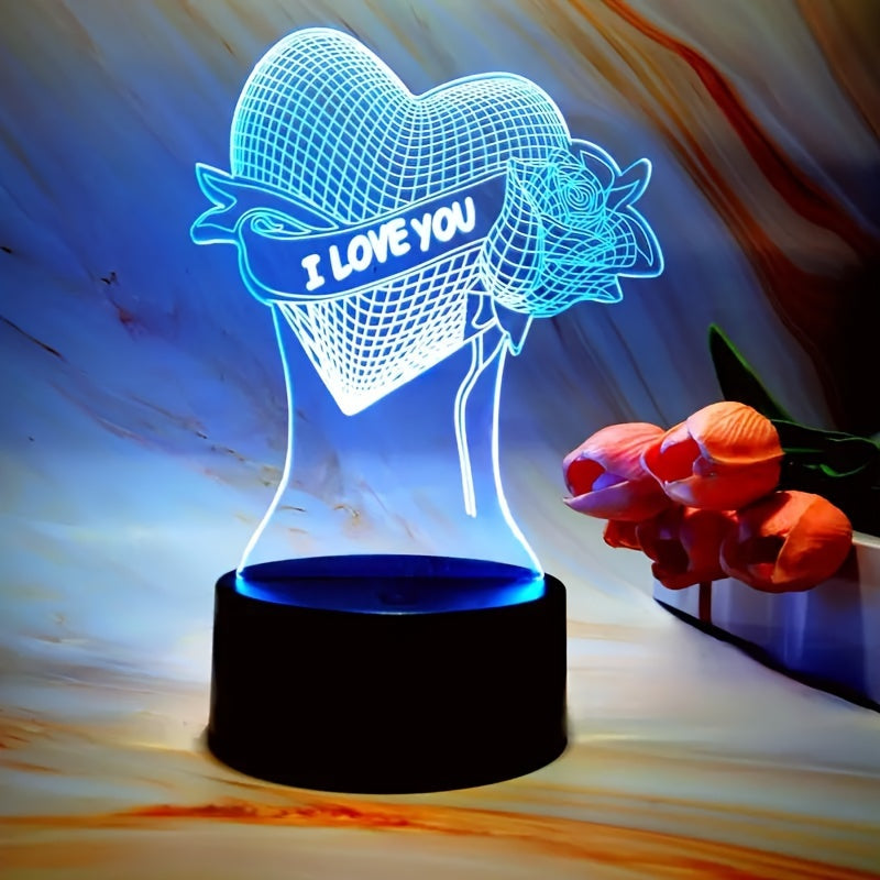 Rynx | HartLicht - 3D LED Illusion Lamp with Touch Control, 7 Colors & USB/Battery Power