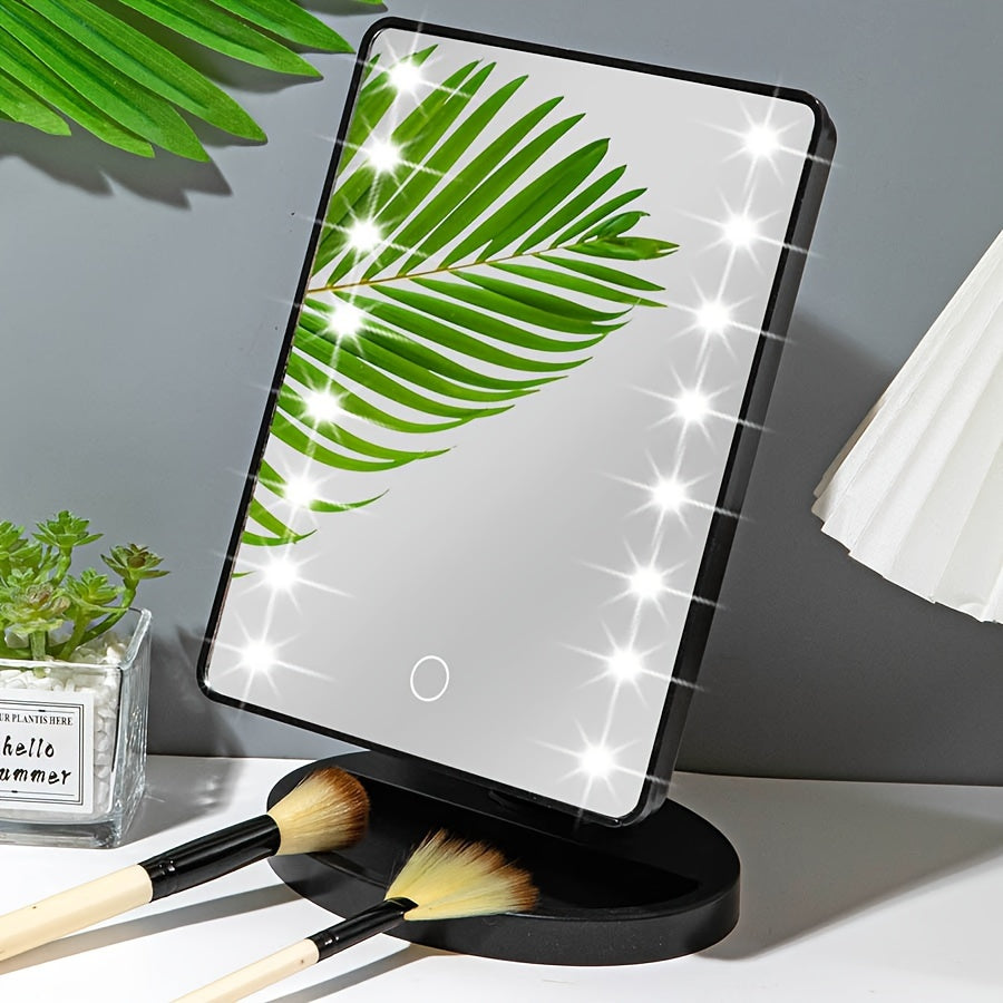 Rynx | 16 LED Lighted Makeup Mirror – Touch Screen Vanity Mirror, Battery and USB Powered, Adjustable Brightness, Portable Desktop Mirror for Dormitory and Bedroom ( Not Rechargeable )