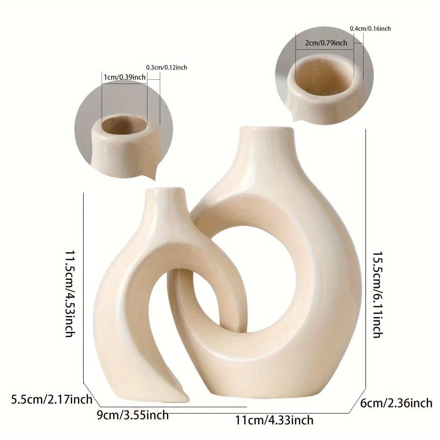 Rynx | 2-Piece Set Ceramic Candle Holders - Matte Finish, Modern Minimalist Design for Table Decoration