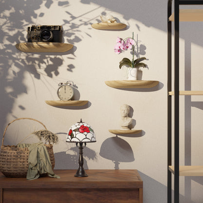 Rynx | WoodArc - Set with 2 Half-Round Wooden Floating Shelves for Wall Decoration and Storage