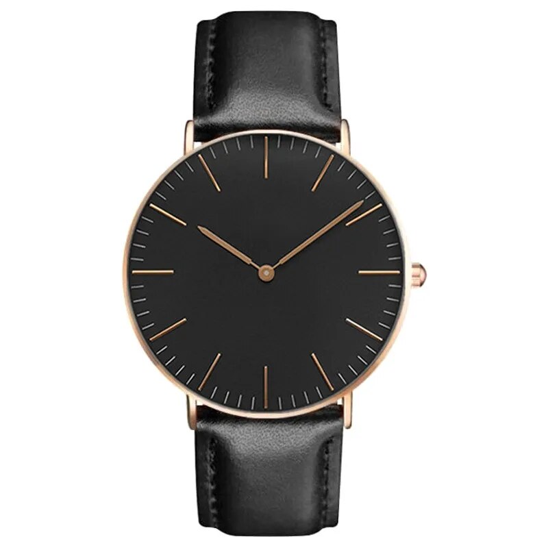 Rynx | Luxury Rose Gold Women's Watch - Elegant Watch Leather Black