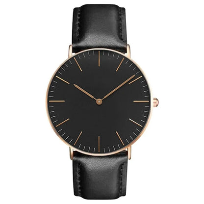 Rynx | Luxury Rose Gold Women's Watch - Elegant Watch Leather Black