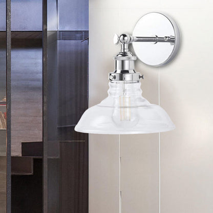 Rynx | Clear Glass Chrome/Nickel Wall Light Barn 1-Bulb Industrial Wall Lamp for the Kitchen