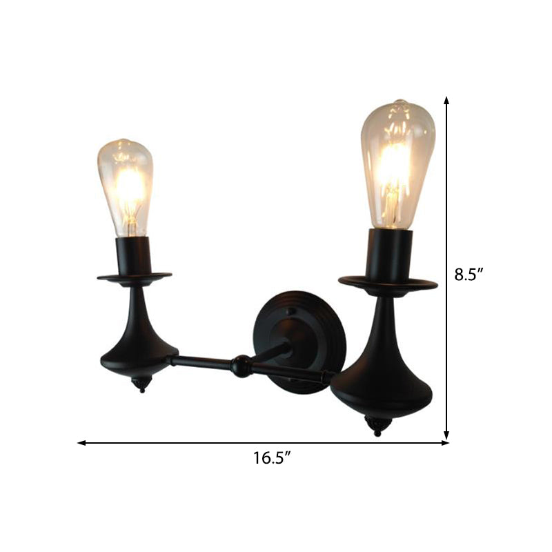 Rynx | Metal Exposed Bulb Wall Lighting Industrial 1/2 Light Dining Room Wall Lamp Fixture