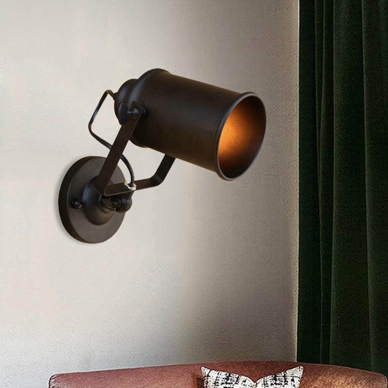 Rynx | Cylinder Metallic Wall Light Antique Style 1 Light Living Room Wall Mounted Light in Black/Rust