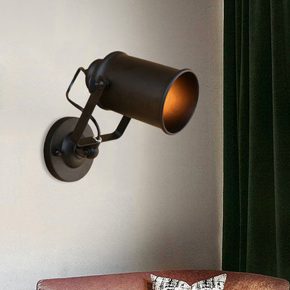 Rynx | Cylinder Metallic Wall Light Antique Style 1 Light Living Room Wall Mounted Light in Black/Rust
