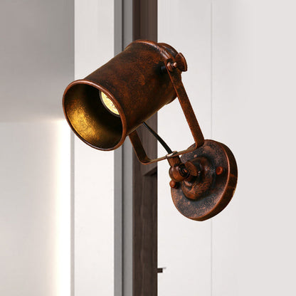 Rynx | Cylinder Metallic Wall Light Antique Style 1 Light Living Room Wall Mounted Light in Black/Rust