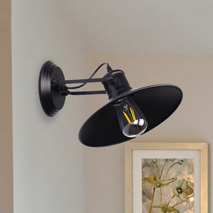 Rynx | Metallic Saucer Wall Light Antique Style 1-Bulb Hallway Wall Light Lamp in Black/Rust