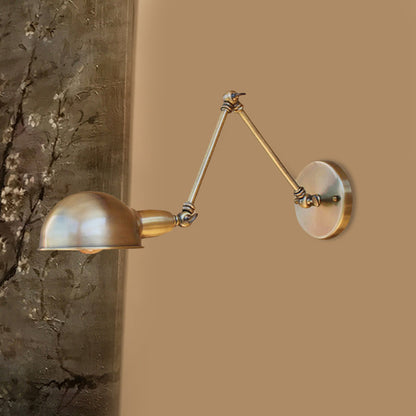 Rynx | Retro Dome Wall Lamp 1 Bulb Metal Wall Lighting with Swingarm in Brass/Chrome for Bathroom