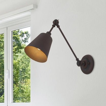 Rynx | 1 Light Metal Wall Lamp Contemporary Black/Rust Colored Tailored Bedroom Wall Lamp Sconces with Adjustable Arm