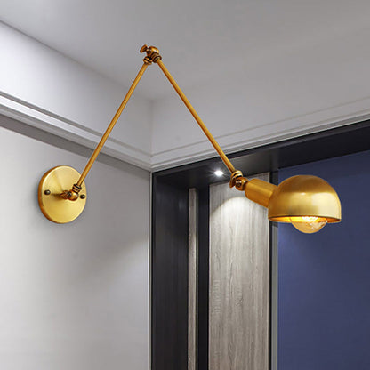 Rynx | 1 Bulb Reading Lamp Wall Retro Style Bowl Lamp Iron Adjustable Wall Lighting in Brass for the Study