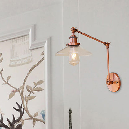 Rynx | Rustic conical wall lighting 1 bulb clear glass wall light in copper for café