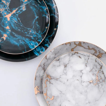 Rynx | 8/10 Inch Marble Ceramic Dinner Plates