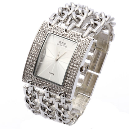 Rynx | Women's quartz watch with diamonds three links gold and rhinestone