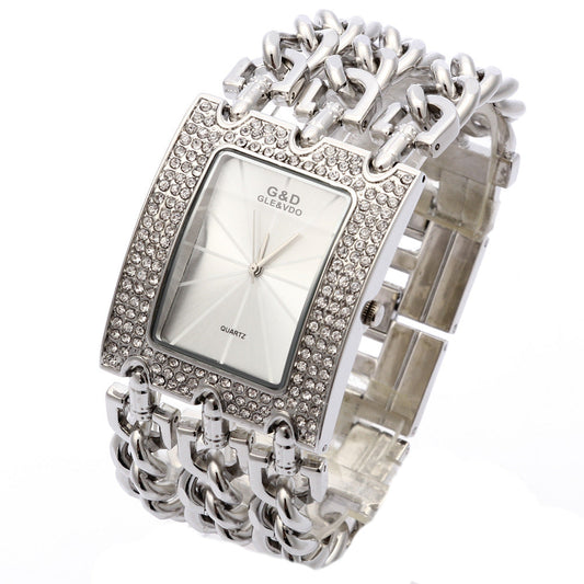 Rynx | Women's quartz watch with diamonds three links gold and rhinestone