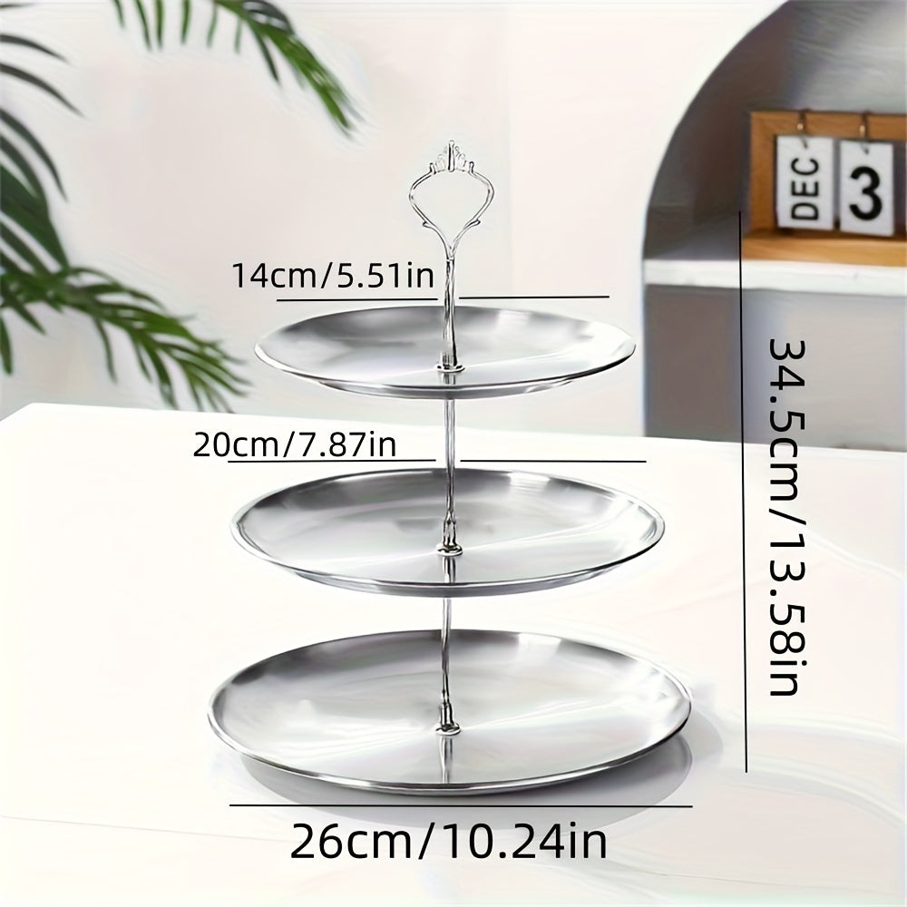 Rynx | SteelTower - 3-layer stainless steel cake stand | Serving platter for desserts and fruits