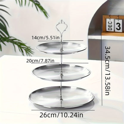Rynx | SteelTower - 3-layer stainless steel cake stand | Serving platter for desserts and fruits