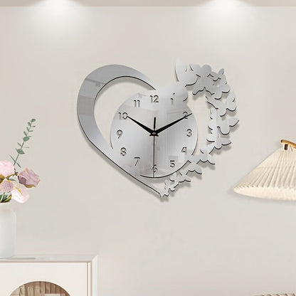 Rynx | Silent Heart-Shaped Acrylic Wall Clock - Frameless Love Design for Living Room, Bedroom & Office
