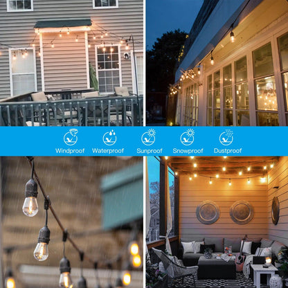 Rynx | 48 Ft. LED Light Chains Outdoor Commercial Quality Waterproof Bulbs