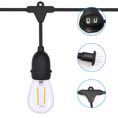 Rynx | 48 Ft. LED Light Chains Outdoor Commercial Quality Waterproof Bulbs