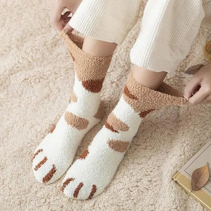 Rynx | Cozy Cat Paw Socks – Plush Fleece Ankle Socks with Elastic Fit