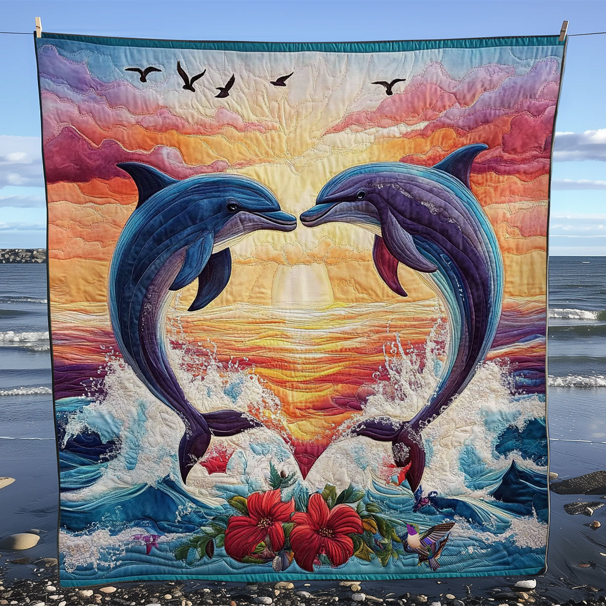 Rynx | Heart Sunset Dolphin Quilt