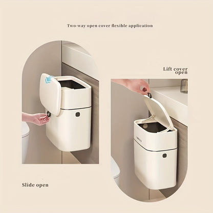 Rynx | Slimline Wall Mounted Trash Can – High-Capacity, Aesthetic Design with Lid, Space-Saving Garbage Can for Living Room, Toilet & Kitchen