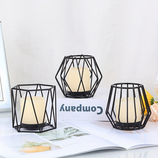 Rynx | Golden Metal Candle Holder Set - Stylish Table Decoration