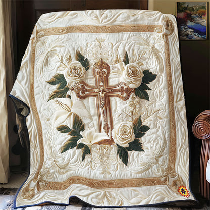 Rynx | White Flower Cross Quilt