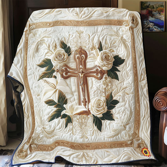 Rynx | White Flower Cross Quilt
