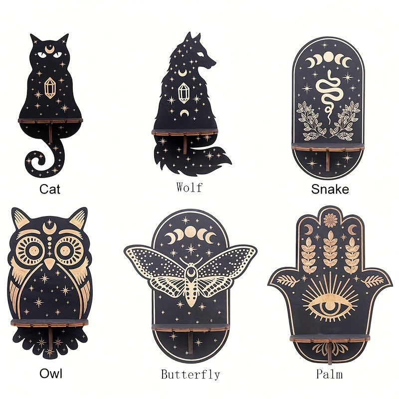 Rynx | RusticCrystal - Vintage Wood Plank for Crystals & Candles, Animal Motifs