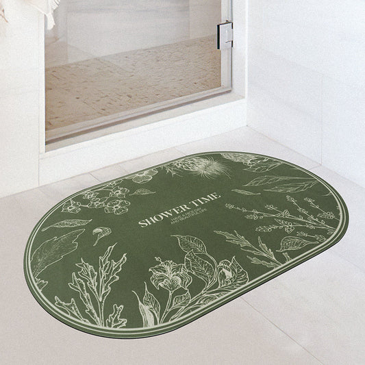 Rynx | Flower Garden Green Diatomaceous Earth Bathroom Mat