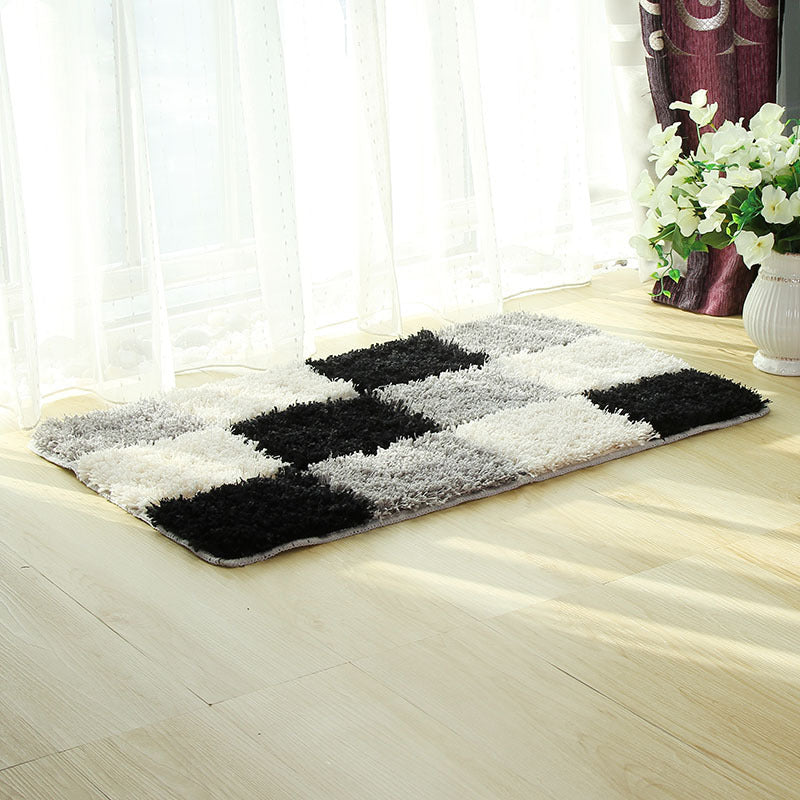Rynx | Black and White Checkered Pattern Ultra Soft Bathroom Rug, Bathroom Rug in Multiple Sizes, Plush Water Absorbent, Non-Slip Toilet Rug in Multiple Sizes, Black and White Thick Bathroom Rug, Art Bathroom Mats, Best Bath Rugs, Hot Shower Mat