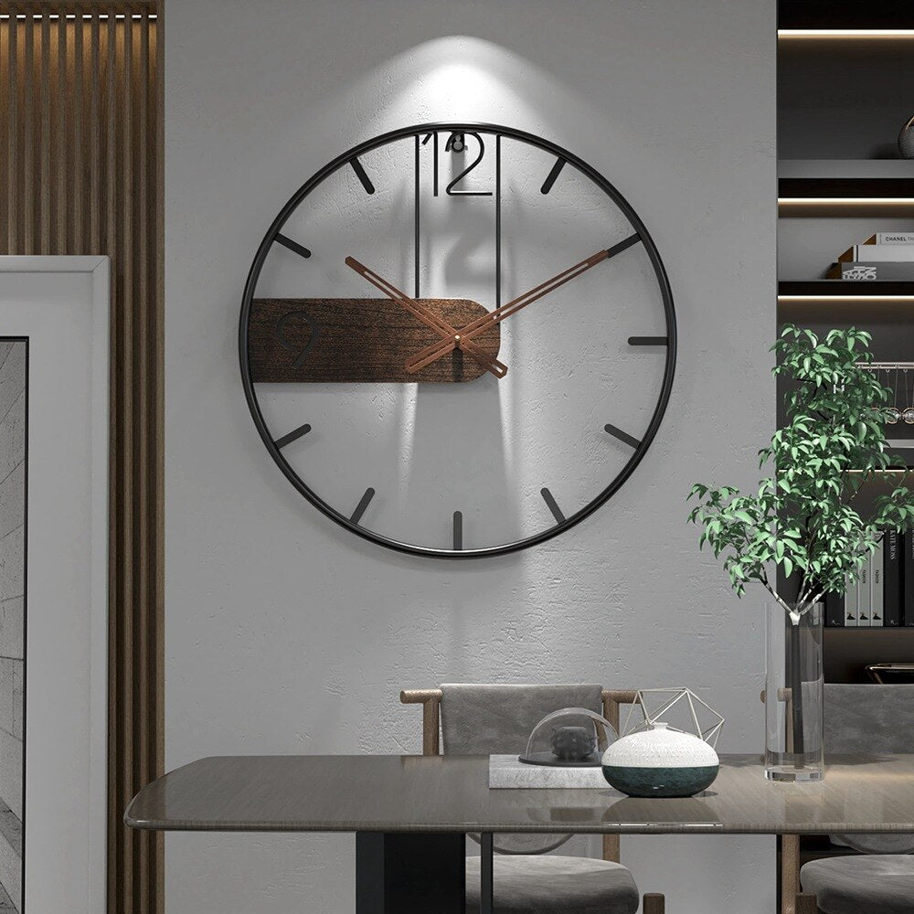 RYNX | Wall Clock In Stainless Steel And Walnut Wood