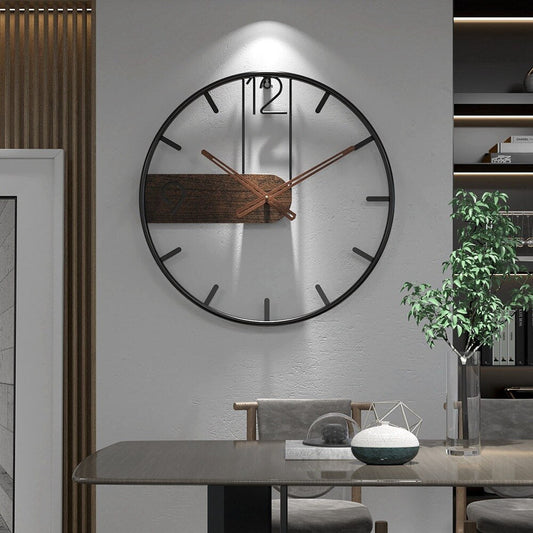 RYNX | Wall Clock In Stainless Steel And Walnut Wood