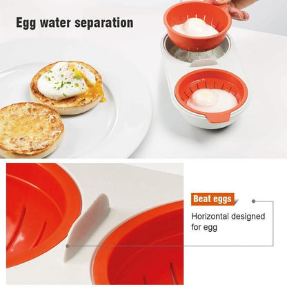 Rynx | Microwave Egg Poacher Food Quality, 2-Cup Portable Egg Cooker