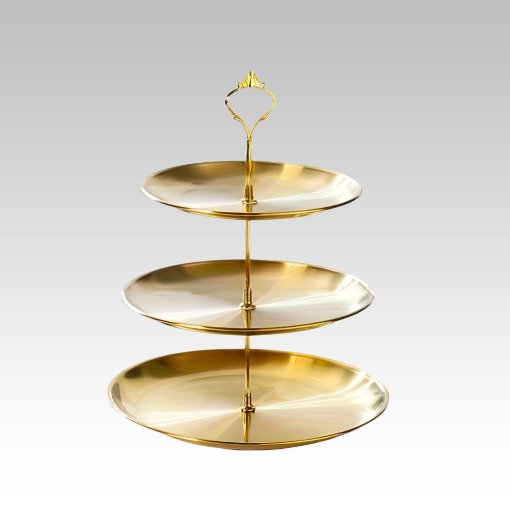 Rynx | SteelTower - 3-layer stainless steel cake stand | Serving platter for desserts and fruits