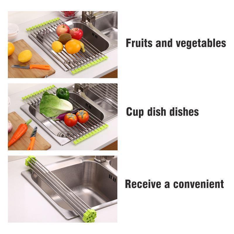 Rynx | Stainless Steel Roll Up Dish Drainer, Collapsible