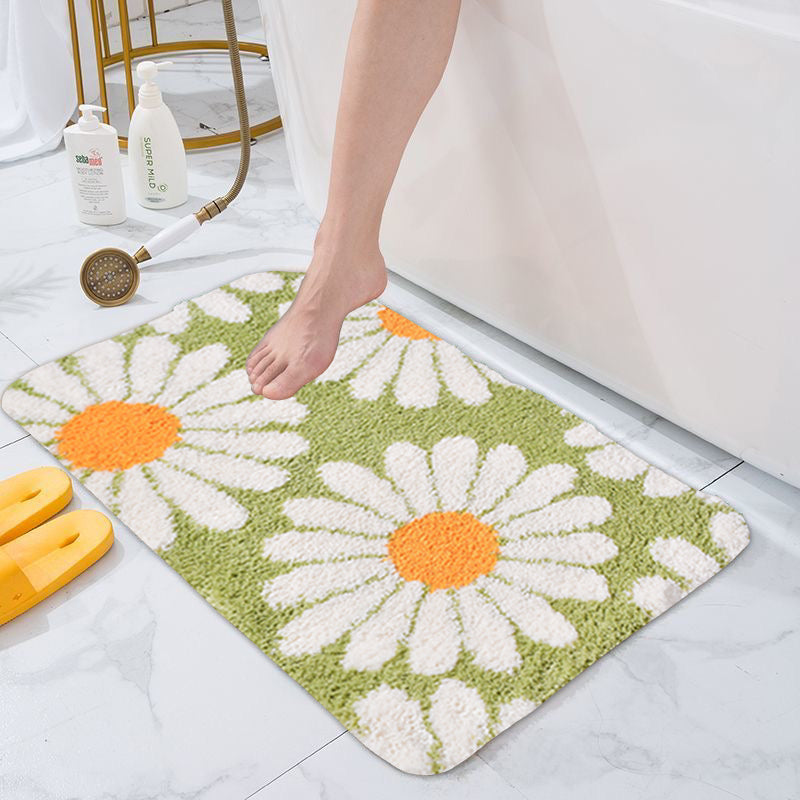 Rynx | Cute Daisy Bath Mat, Floral Bathroom Rug, Multiple Sizes