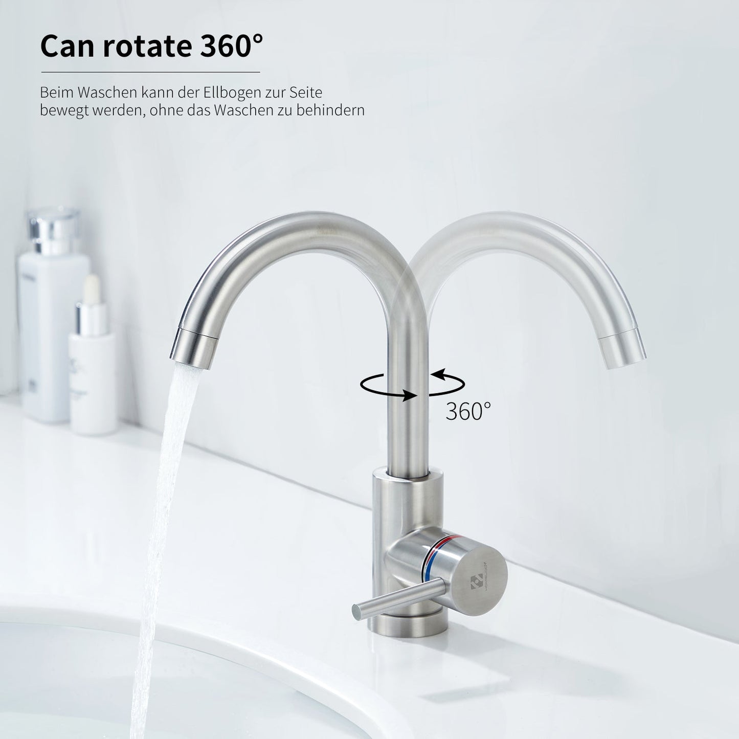 Rynx | Stainless Steel Low Pressure Basin Mixer Brushed Single Lever Faucet Bathroom