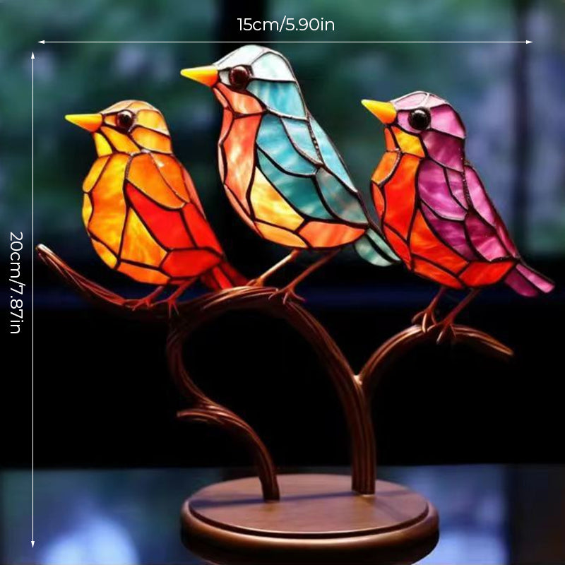 Rynx | VöGel On Branches Colored Acrylic Ornaments, Double-Sided Multicolored Style