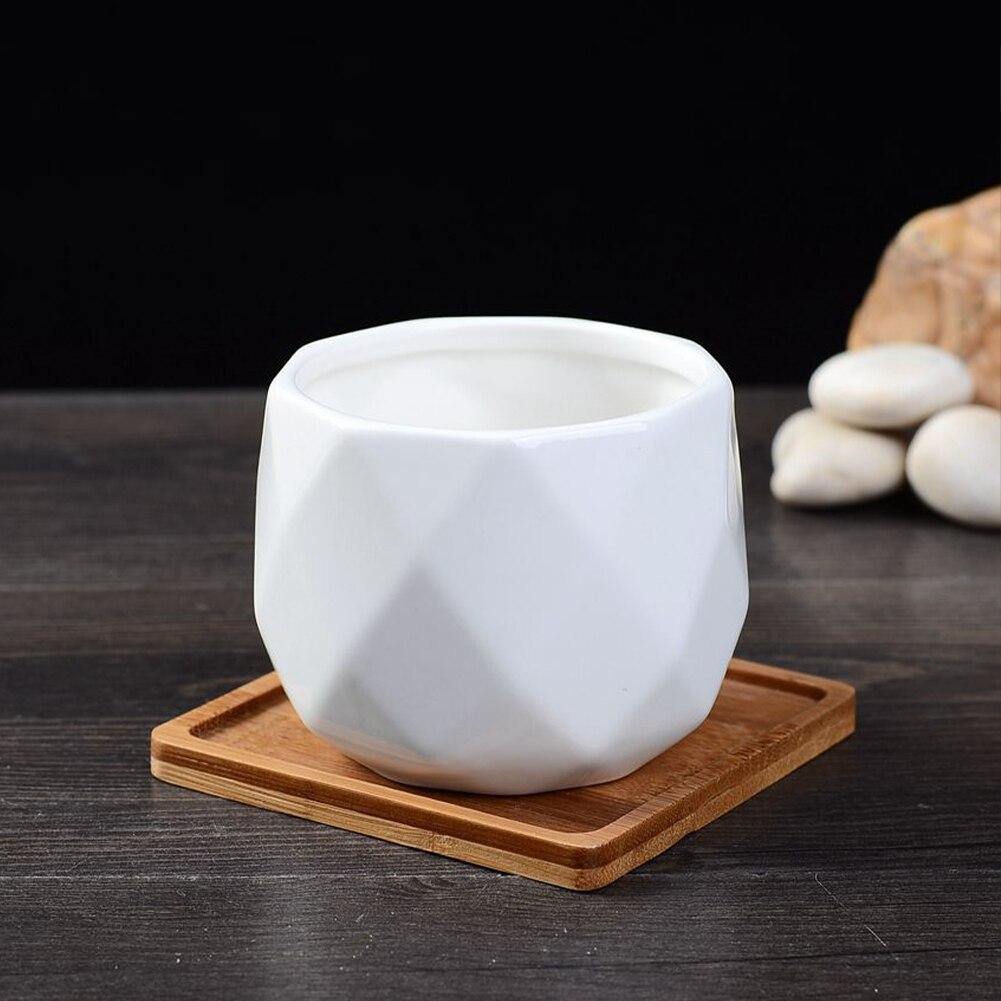 Rynx | GeoBloom Round Diamond Ceramic Succulent Pots | Modern Design | Various Sizes