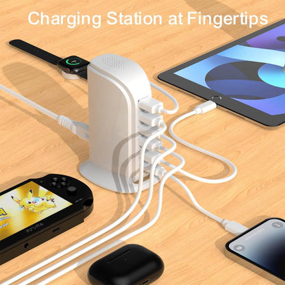 Rynx | Charging station for multiple devices, 5 USB + 1 Type-C fast charger for home and office