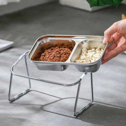 Rynx | Stainless Steel Elevated Cat Bowls - Non-Slip Pet Feeding Dish