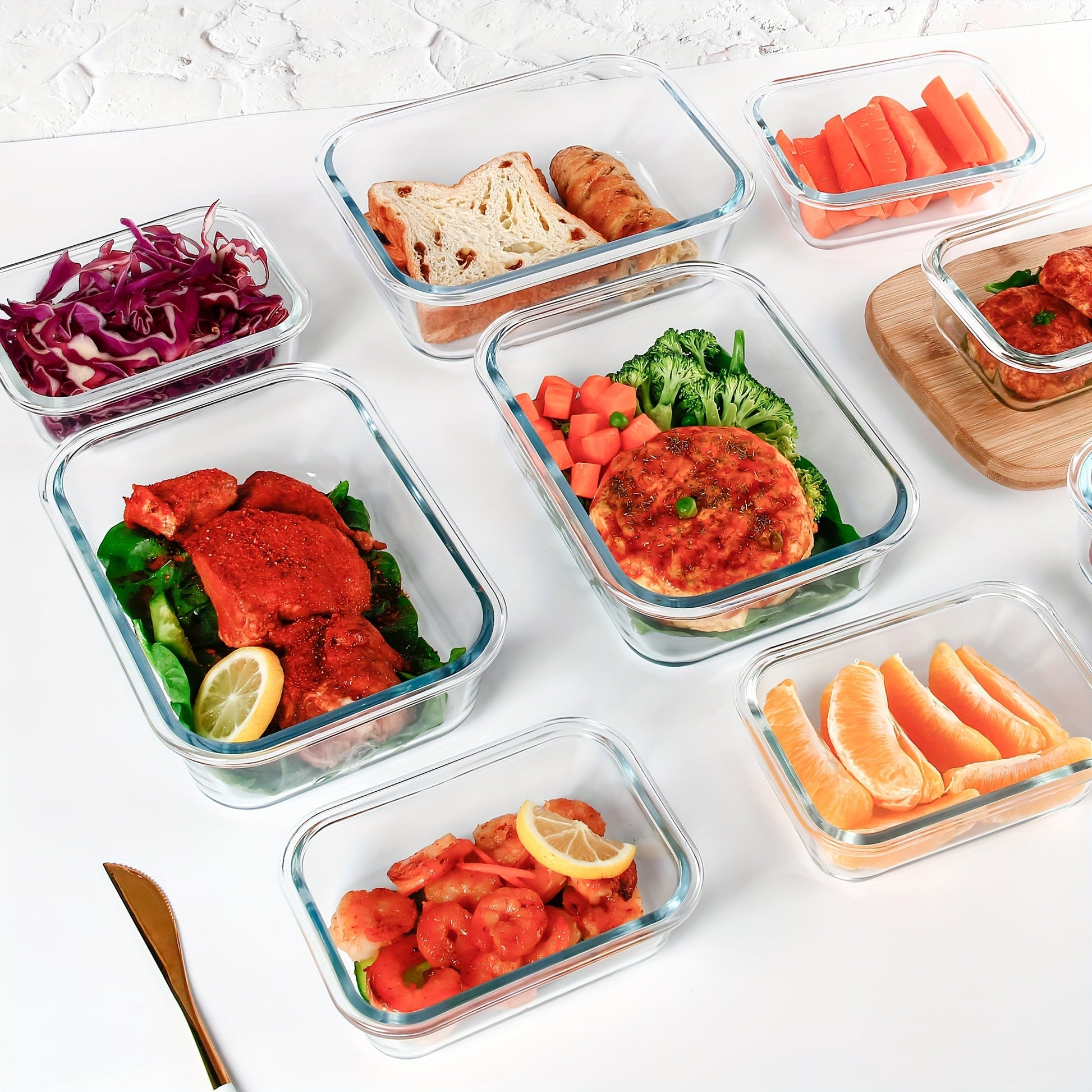 Rynx | 10-Pack Glass Meal Prep Containers Set with Airtight Lids – Durable Food Storage & Glass Lunch Boxes for Home, Kitchen, Office