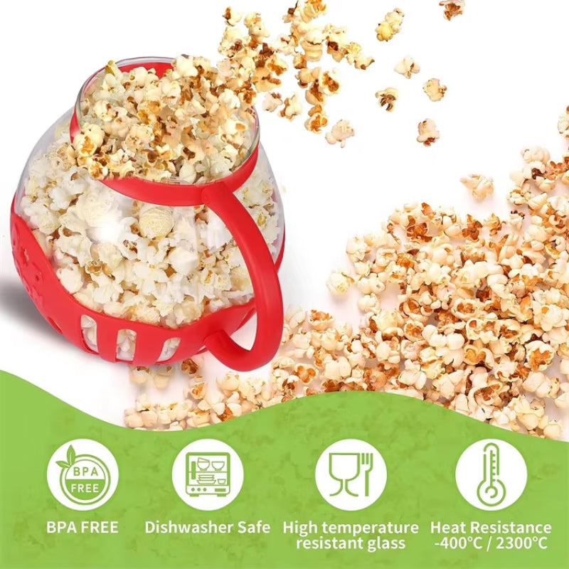 Rynx | Microwave Glass Popcorn Popper with Silicone Top